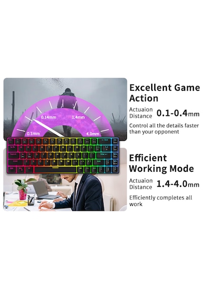 Magegee Mk-box 68 Tuş Rgb Hot-swap Manyetik Kablolu Türkçe Q Siyah Gaming Klavye