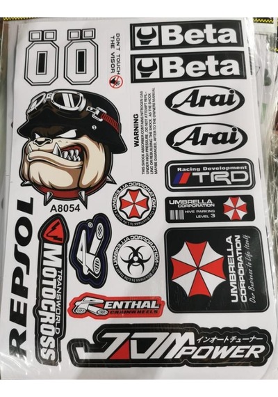 Araba, Motosiklet, Bisiklet, Kask Sponsor Sticker Seti, Çıkartma Etiketi A8054 Model Siyah
