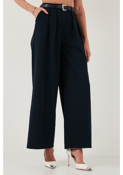 Lela Pileli Wide Leg Yüksek Bel Geniş Paça Kemerli Palazzo Bayan Pantolon 68351070 Lacivert Lela Pileli Wide Leg Yüksek Bel Geniş Paça Kemerli Palazzo Bayan Pantolon 68351070 Lacivert