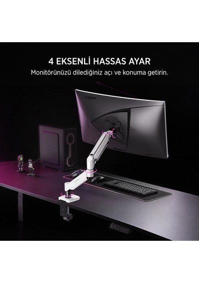 James Donkey Mr20 17 -32 Amortisörlü Tekli Monitör Standı Beyaz