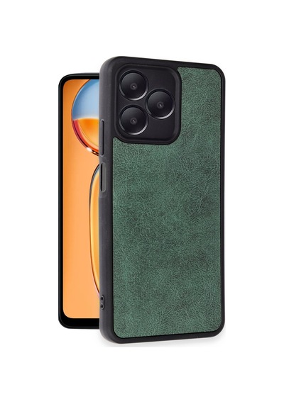 Realme Note 50 4g Kılıf Aras Deri Kapak - Koyu Yeşil Düz Renkli