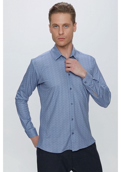 Efor G 1523 Slim Fit Mavi Spor Gömlek Mavi