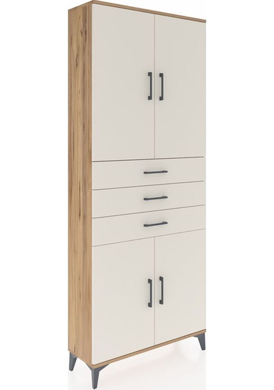 Arges Dolap 4 Raflı 3 Çekmeceli 4 Kapaklı 88x30x221 Çam-aytaşı Çam