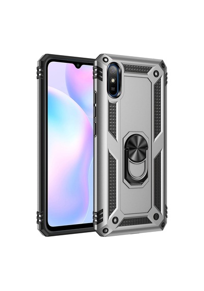 Uryport Xiaomi Redmi 9a Kılıf Sofya Yüzüklü Silikon Kapak - Gümüş