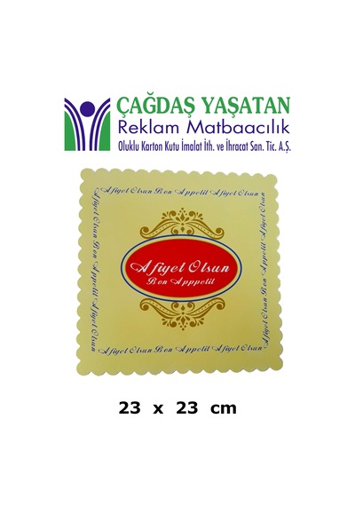 Karton Pasta Altlığı Sarı 23 X 23 100 Adet - 045