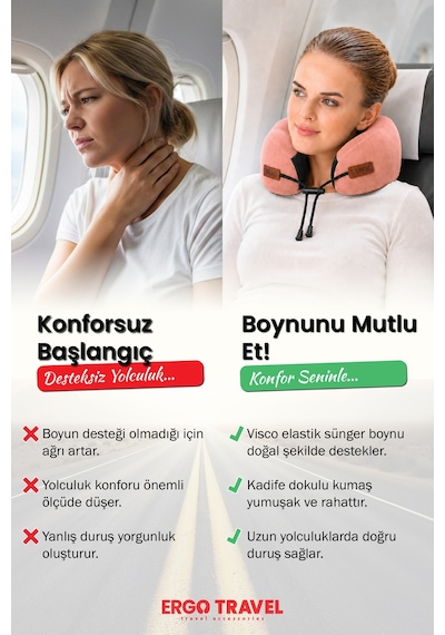Viscofoam Cosy Ortopedik Seyahat Yastığı Visco Boyun Destekli Seyahat Yastığı