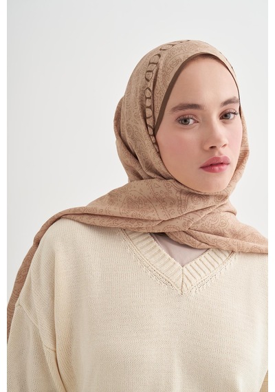 Carell Elenora Monogram Floş Şal Sütlü Kahve Çok Renkli