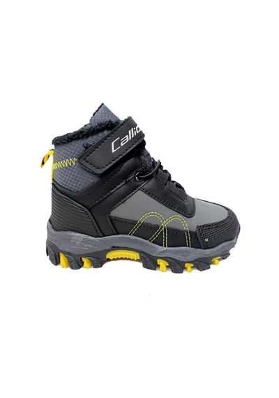 Callion 06p Deri Çocuk Sneakers Bot Füme Siyah Sarı Füme