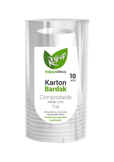 Roll-up Doğaya Dönüş Karton Bardak 7oz 10'lu - 8 Adet Tarı Beyaz
