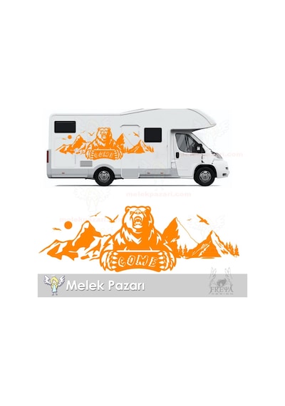 Ayı Dağ Manzara Off Road Kamp Karavan Sticker