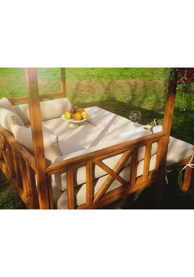 Mandu Exclusive Ahşap Bahçe Yatağı (Daybed) Bej