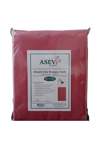 Ütü Masası Kılıfı İpli Stoperli Keçeli Örtüsü Bezi 55x140cm Cherr