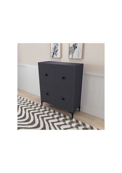 Ece 90 Cm , Lazer Desenli 4kapaklı 4 Raflı Ayakkabılık, Çok Amaçlı Dolap, Banyo Dolabı Antrasit Antrasit Ece 90 Cm , Lazer Desenli 4kapaklı 4 Raflı Ayakkabılık, Çok Amaçlı Dolap, Banyo Dolabı Antrasit Antrasit