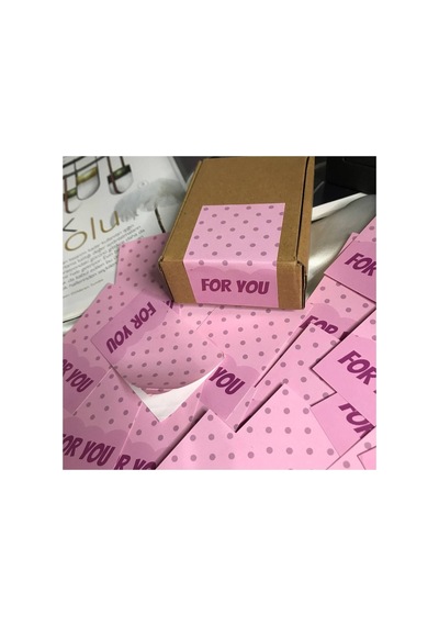 For You Kuşe Parlak Selefonlu Dikey Etiket Dikdörtgen Senin Için 8,1x5 Cm - 20 Adet Çok Renkli