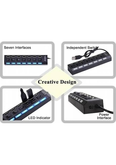 Usb 2.0 Hub 7 Port Usb Hub Çoklayıcı Çoğaltıcı Kaliteli Çipli (259901026)