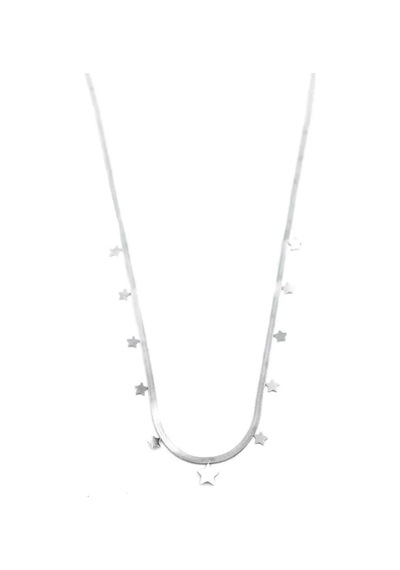 Jenerik Yıldız Ezme Zincir Kolye - 45cm - Gümüş