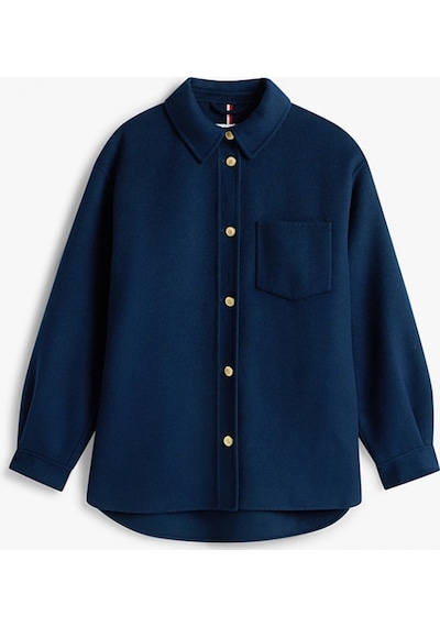 Tommy Hilfiger Çift Taraflı Yün Karışımlı Normal Kesim Kadın Mavi Ceket Ww0ww46558c1g Mavi