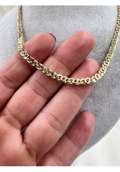 Xupıng Kaplangözü Model Zincir Kolye Altın - Beyaz Xupıng Kaplangözü Model Zincir Kolye Altın - Beyaz