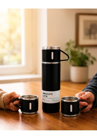 Astraltech 500 Ml Paslanmaz Çelik Termos Ve Bardak Seti Silikon Tabanlı Çok Renkli