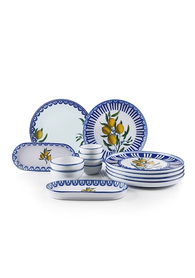 Kütahya Porselen Moderna Lemon Charm 14 Parça 6 Kişilik Kahvaltı Takımı Çok Renkli