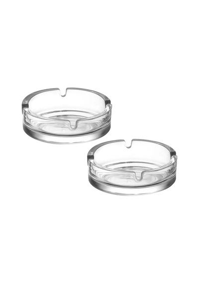 2 Adet Bistro Keyf Cam Küllük - Kül Tablası - Yuvarlak Kül Tabağı 10,5 Cm Cam Beyaz Yuvarlak
