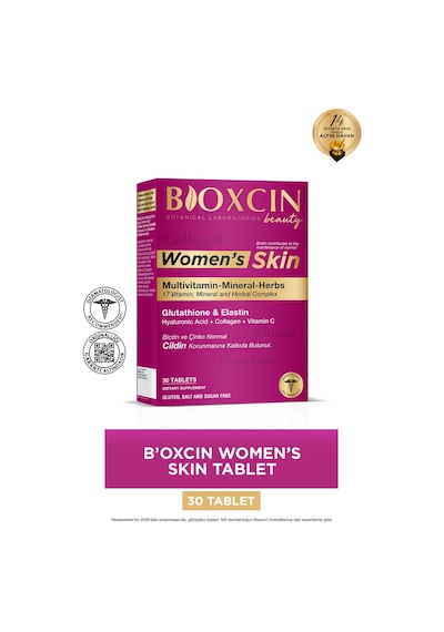 Bioxcin Women's Skin 30 Tbl - Glutatyon, Elastin, Biotin, Çinko, Kolajen, Hya Asit, Magnezyum, Cilt Vitamini