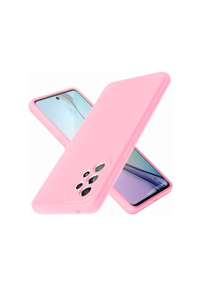 Samsung Galaxy A72 Uyumlu Silikon Kılıf - Pastel Renk Tonu Kamera Korumalı Esnek Kapak - Pembe
