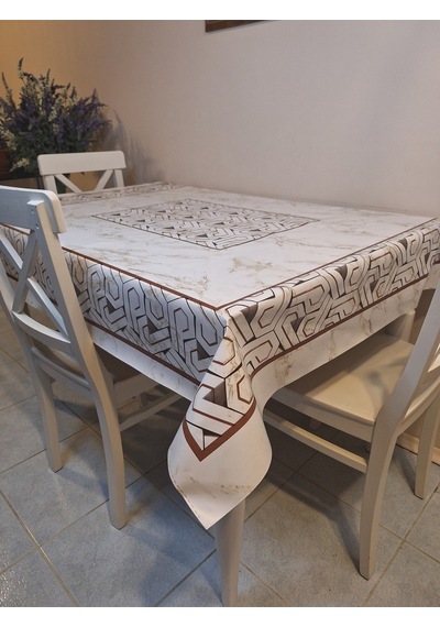Dora Pano Elyaf Tabanlı Pvc Muşamba - Desenli Silinebilir 120 X 140 Hazır Masa Örtüsü Kmp40 Kahverengi