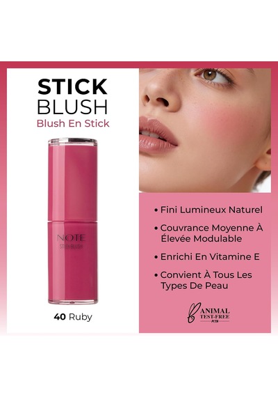 Cosmetics Stick Blush Nemlendirici Yumuşak Stick Allık - 40 Ruby Çok Renkli