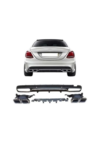 Mercedes C Serisi W205 C63 Arka Tampon Difüzörü Amg Uyumlu 2014-2019 Arası