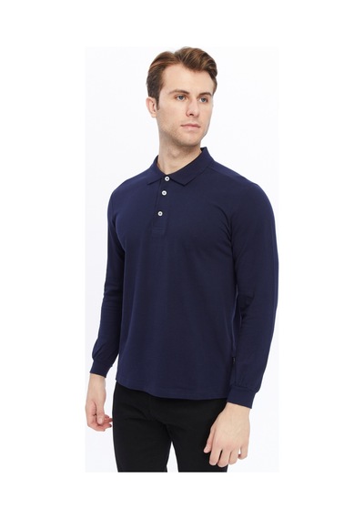 Uniprom Erkek Uzun Kollu Polo Yaka Pamuk Tişört Uzun Kollu T Shirt Lacivert Lacivert