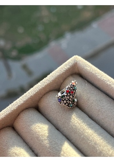 Işıltılı Yılbaşı Ağacı Charm Gümüş Kaplama