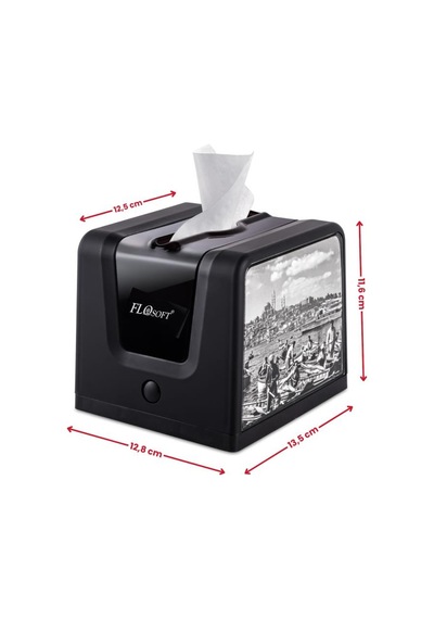 Soft Touch Kadife Desen Modern Peçetelik, Dekoratif Peçete Dispenseri Yumuşak Kaplama F268 Siyah