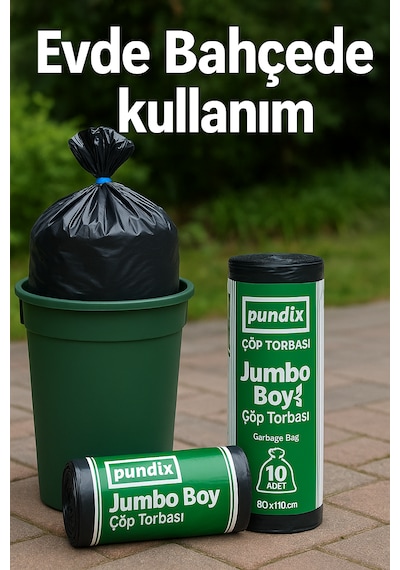 Pundix Pundıx J500 Endüstriyel Çöp Poşeti 80 110 Cm Jumbo Boy Kalın Seri 1 Koli 20 Rulo / 200 Adet Dayanıklı, Sızdırmaz Ve Geniş Hacimli Çöp Torbası