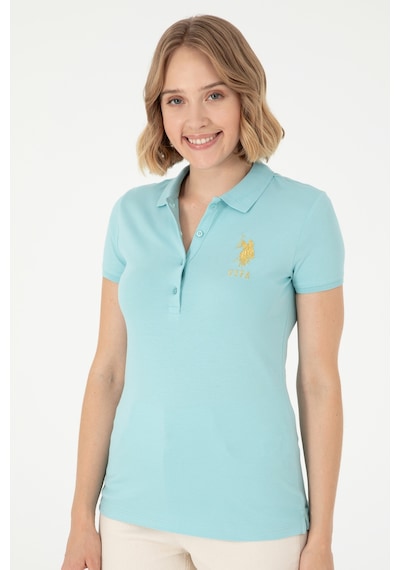 U.S. Polo Assn. Kadın Su Yeşili Basic Polo Yaka Tişört 50280071-VR083
