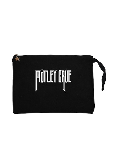 Mötley Crüe Logo Siyah Clutch Astarlı Cüzdan / El Çantası Siyah