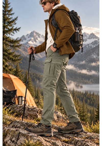 Dechers Erkek Kışlık Softshell İçi Polarlı Rüzgar, Soğuk & Su Geçirmez Taktik Pantolon - E232 Bej