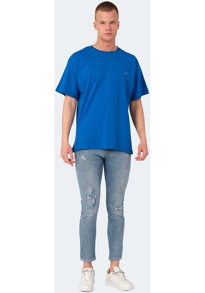 Slazenger KULANA Oversize Erkek Oversıze Saks Mavi Tişört