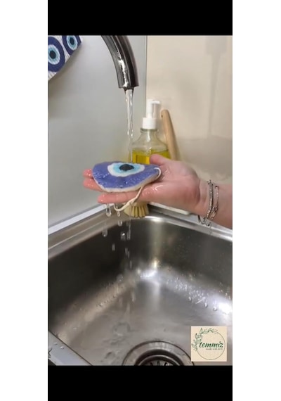 Magic Sponge Şişen Sihirli Sünger Nazar Boncuğu Desenli, Su İle Temas Ettiğinde Sünger Formunu