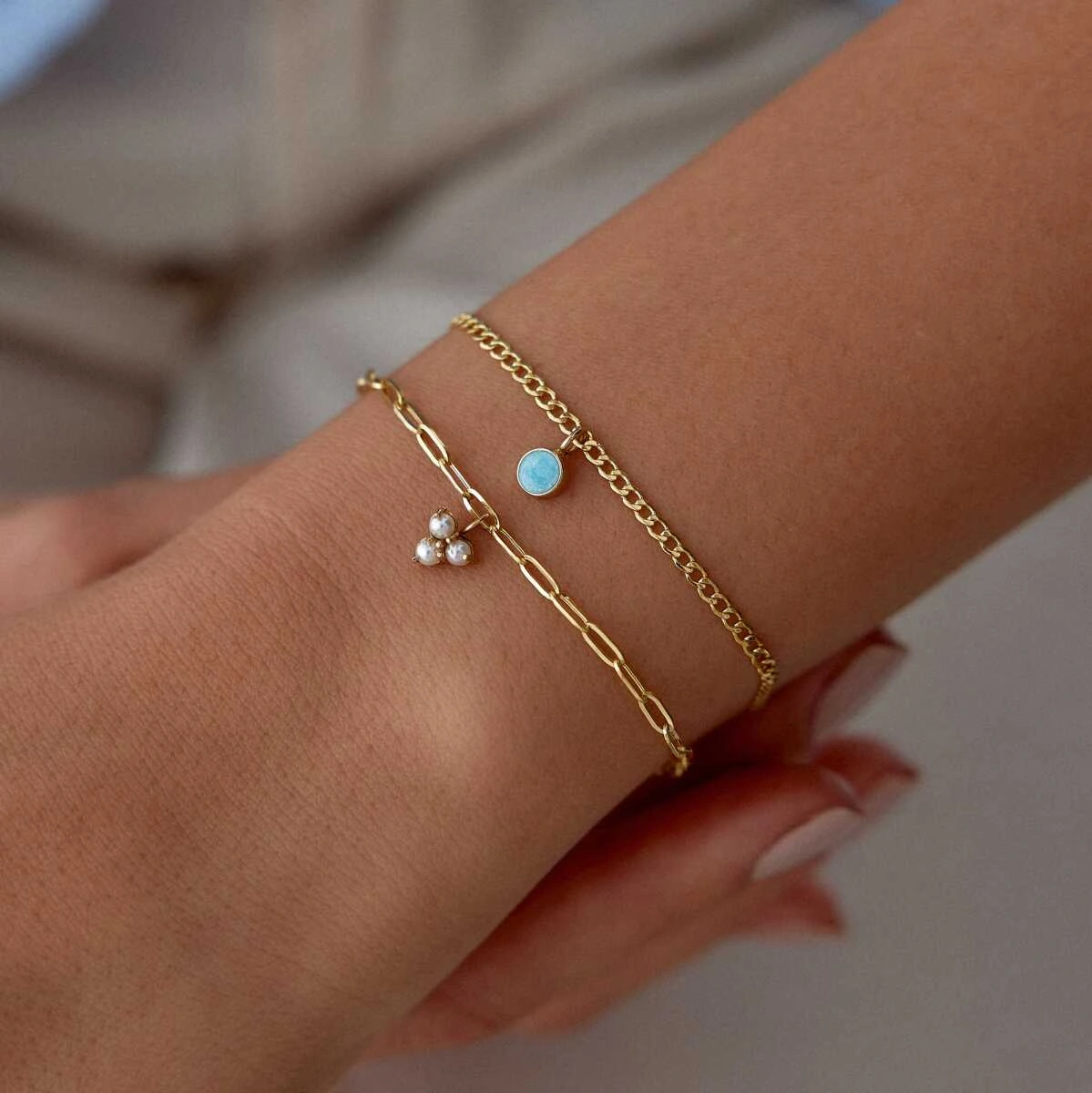 Tria İnci Charm Bileklik Çok Renkli