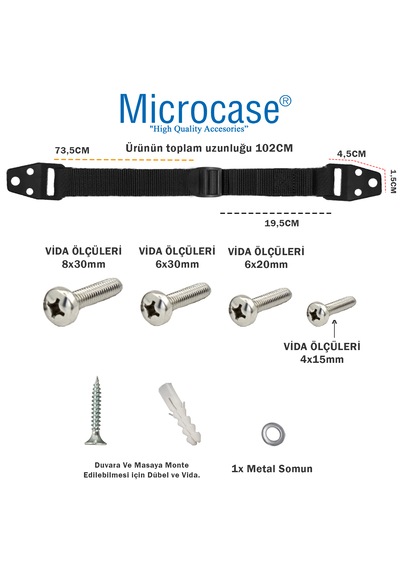 Microcase Vidalı Ayarlı Eşya Sabitleyici Aparat Düşmeyi Önleyici Deprem Mobilya Ve Çocuk Koruma - Al5264