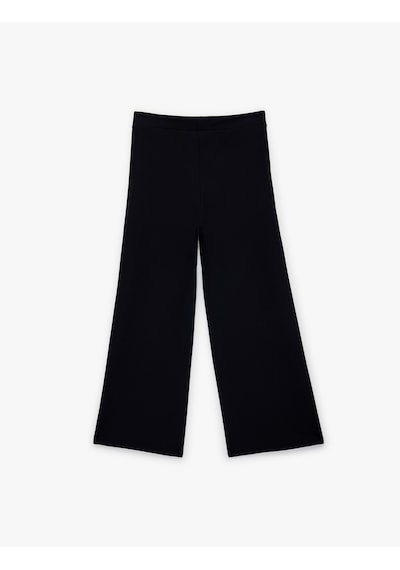 Koton Krep Scuba Aksesuar Düğme Detaylı Geniş Paça Pantolon Lacivert 6sak40005ek Lacivert