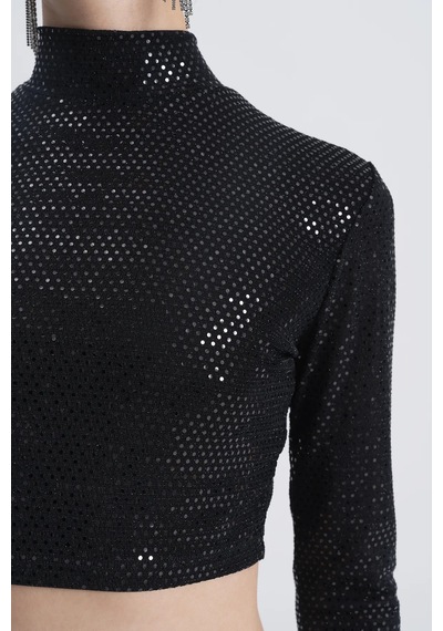 Fashion Cocktail Sparkly Pul Payet Simli Davet Parti Yılbaşı Dans Gece Club Parıltılı Işıltılı Uzun Kol Crop Bluz Siyah Fashion Cocktail Sparkly Pul Payet Simli Davet Parti Yılbaşı Dans Gece Club Parıltılı Işıltılı Uzun Kol Crop Bluz Siyah