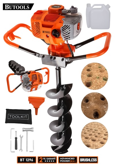 Butools ST-31 14000RPM Benzinli Motorlu Toprak Burgu Makinesi Turuncu