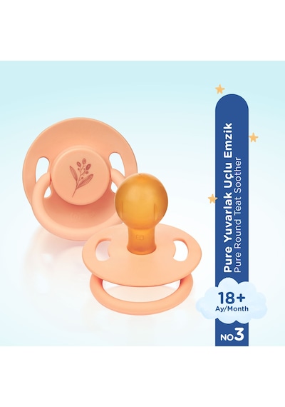 Wee Baby Pure Yuvarlak Uçlu Kauçuk Emzik No:3 Somon 18+ Ay