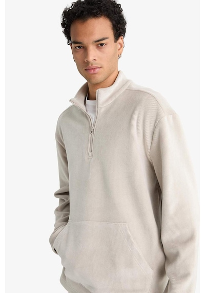 Defacto Yumuşak Tuşe Kadife Sweatshirt F2352AX25WN Gri