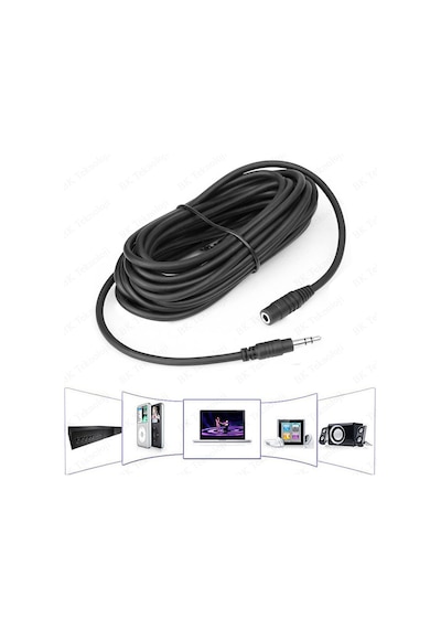 3.5 Mm Stereo Aux Ses Uzatma Kablosu Erkek - Dişi 5 Metre