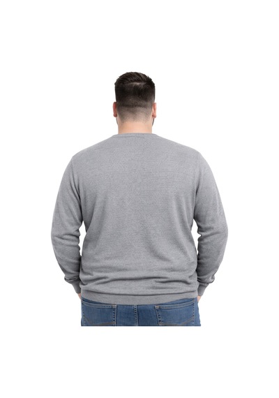 Battalmoda Erkek Büyük Beden Gri V Yaka Triko Kazak 3xl-4xl-5xl-6xl