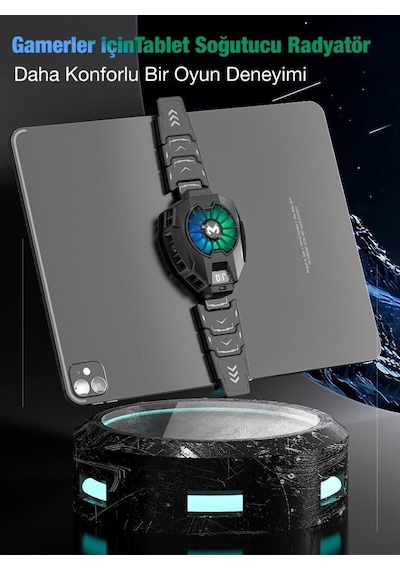 Polham Rgb 5-8.45 İnç Dijital Göstergeli Tablet Soğutucu Telefon Gamer Oyuncu Radyatör Soğutma Fanı
