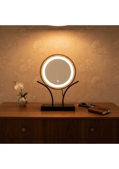 30x30 Cm Led Işıklı Makyaj Aynası Touch Sensörlü, Dimmer Özellikli Beyaz Işık 6500k Beyaz